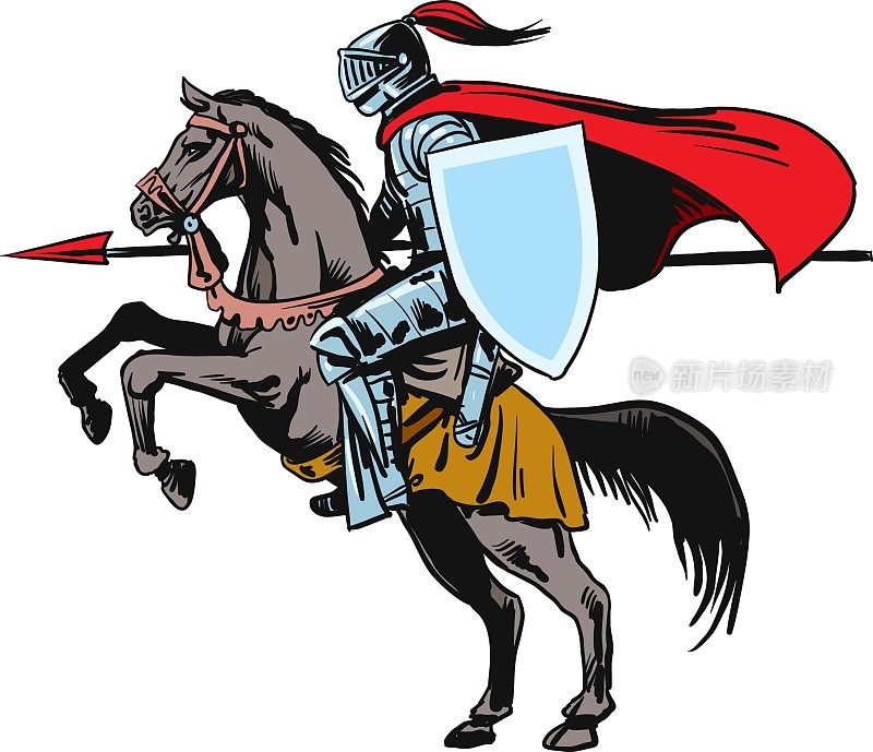 Knight riding horse - Vector